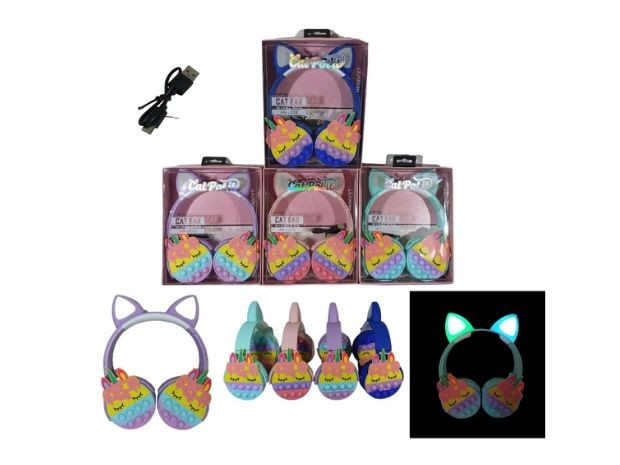 &u+ AURICULAR BLUETOOTH BT GATO CON LUZ POP IT AR-1372